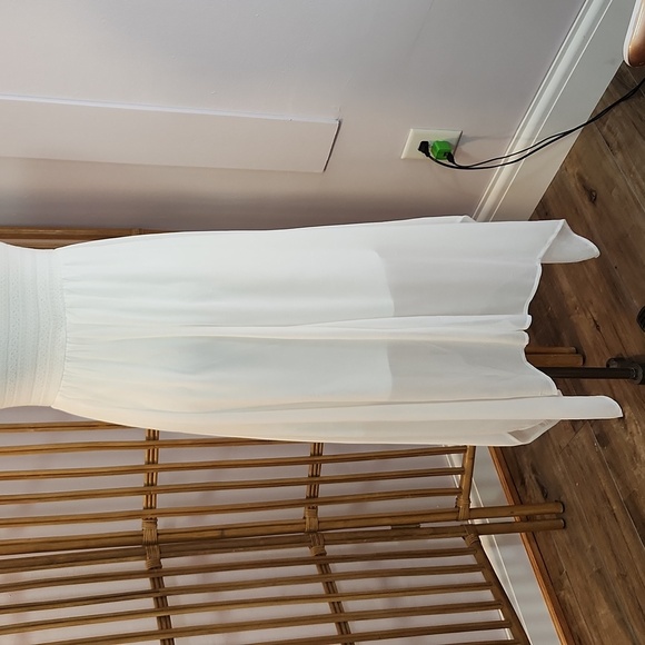 Divided H&M white sheer dress flowy knit top sz 12 asymmetrical hem slip dress - Picture 7 of 12